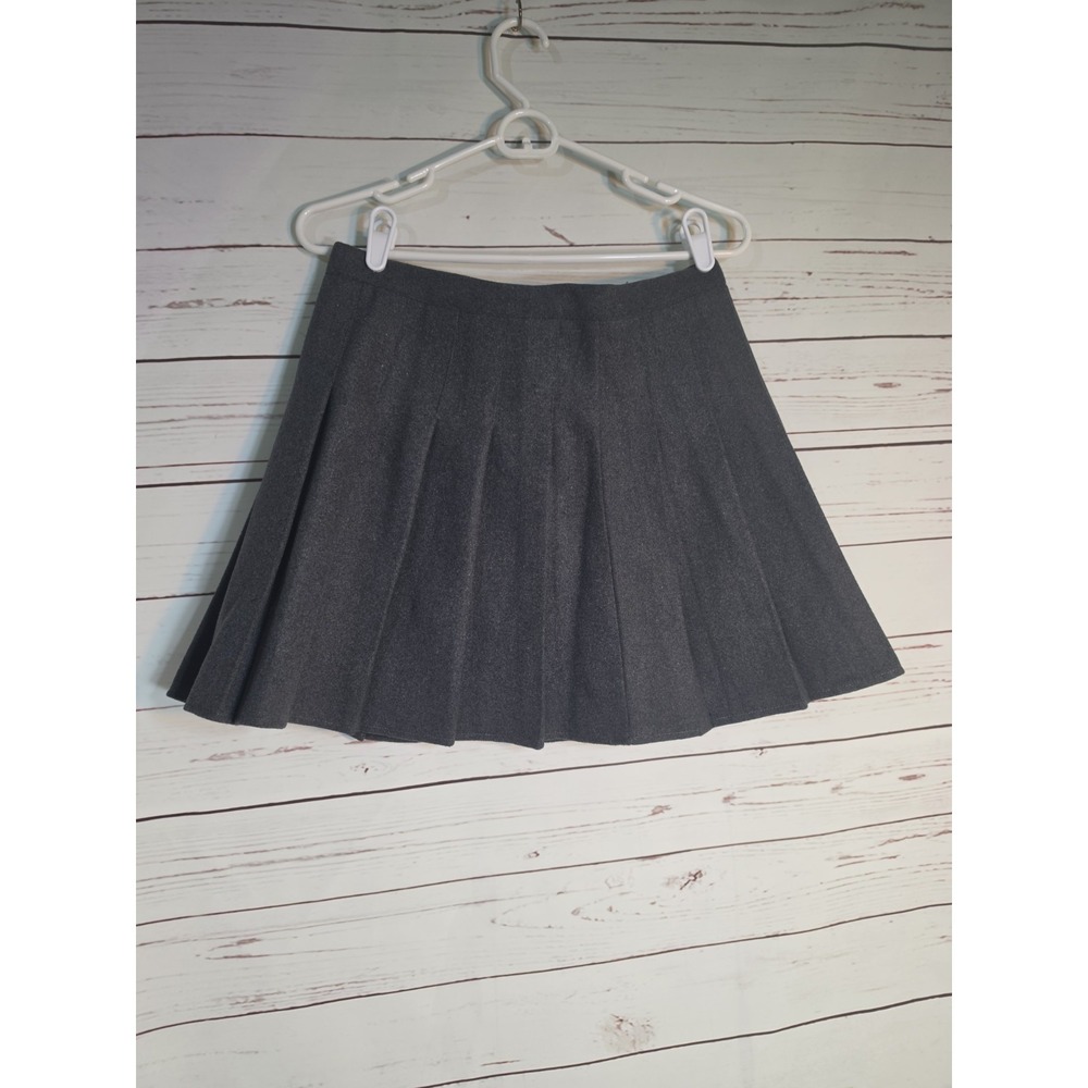 Hoerev Dark Gray Pleated Wool Blend Mini Skort Skirt XL